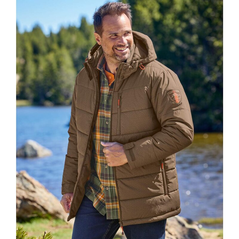 Hnedá prešívaná bunda s odnímateľnou kapucňou Atlas For Men Hnedá 65774075