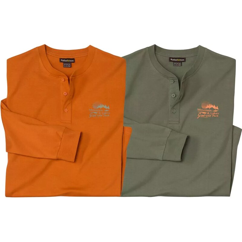 Sada 2 tričiek so zapínaním na gombíky Indiánske leto Atlas For Men 65774076