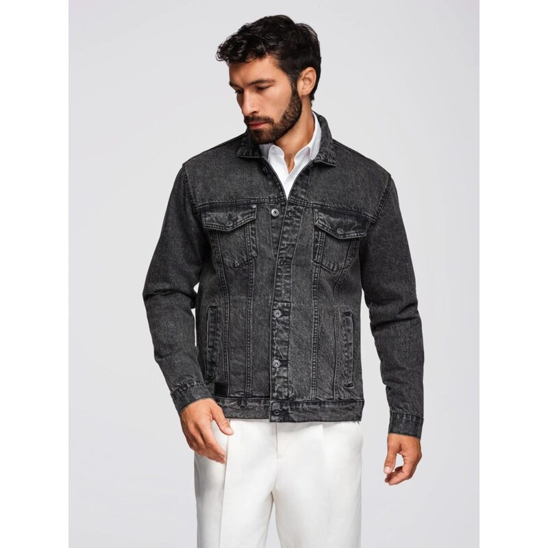 Ombre Clothing Pánska čierna rifľová bunda V3 JADJ-0219 65780960