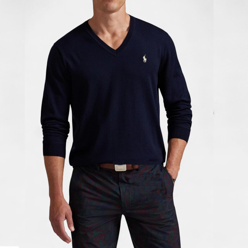 Pánský modrý svetr Ralph Lauren M56455 65781016