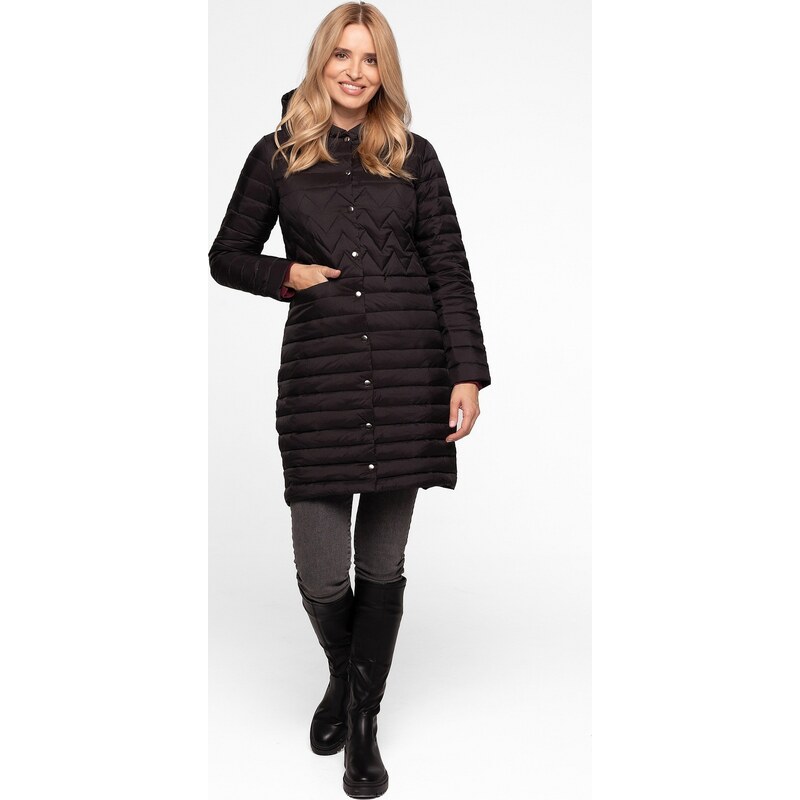 Perso Dámska čierna prešívaná páperová bunda s kapucňou BLH 919013 FX 65787819