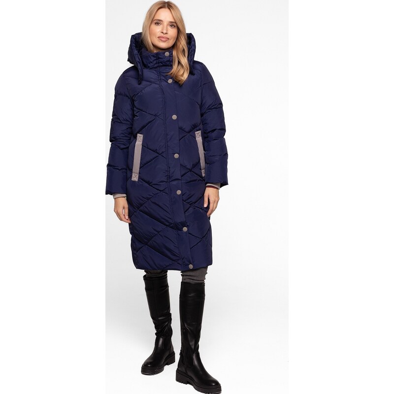 Perso Tmavomodrá dámska dlhá prešívaná bunda BLH 919064 F - dark blue 65787816