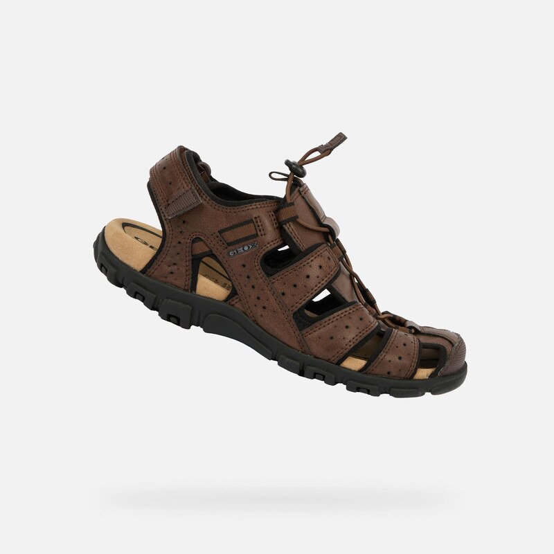 Dark Brown Mens Sandals Geox Omo Sandal Strada - Mens 65782178