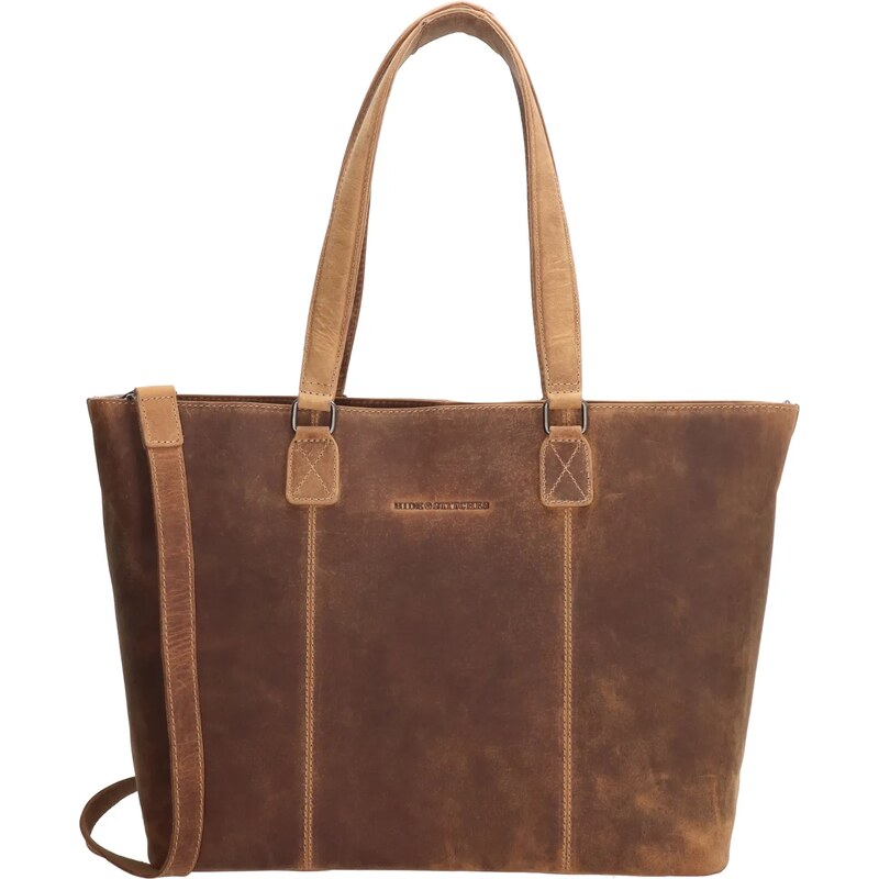 Hide & Stitches Hnedá objemná kabelka z pravej kože „Lorelei“ 65782720