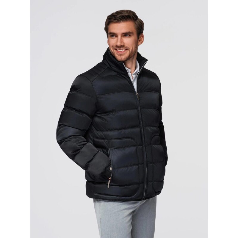 Ombre Clothing Atraktívna čierna bomber bunda V1 JALP-0218 65782781