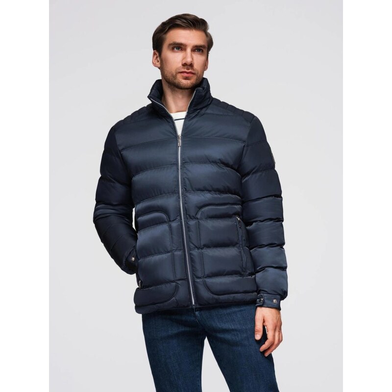 Ombre Clothing Atraktívna tmavomodrá bomber bunda V2 JALP-0218 65782782