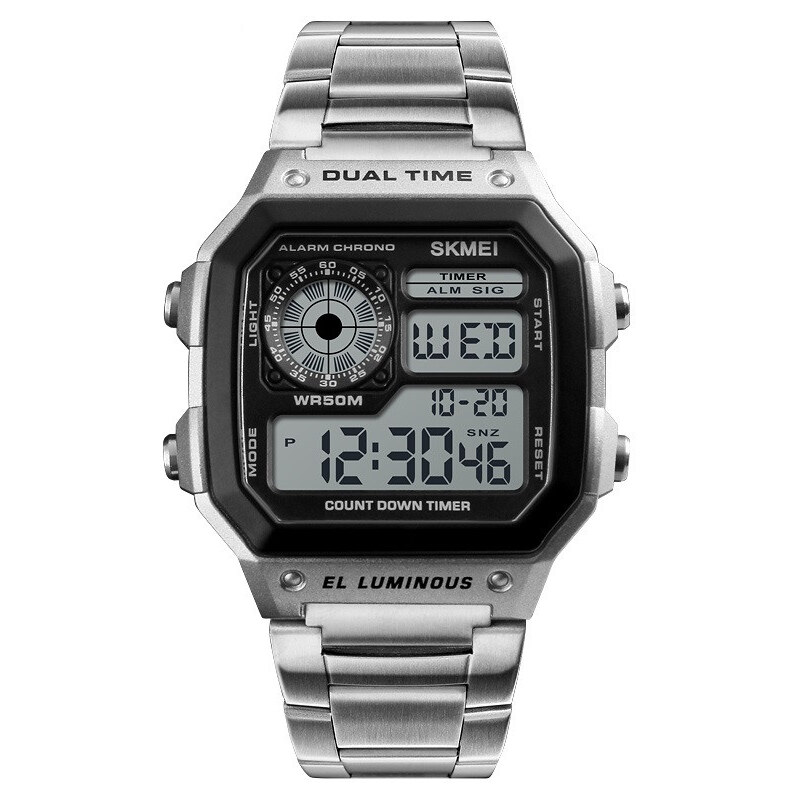 Skmei 1335 Digitálne hodinky Dual Time Strieborné 65223863