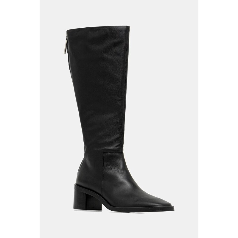 Kožené čižmy Calvin Klein BLOCK HEEL KNEE BOOT LTH 65782887