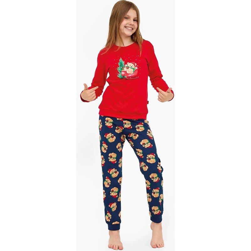 Dievčenské pyžamo Cornette Young Girl 592/186 Teddy Christmass 134-164 66862682