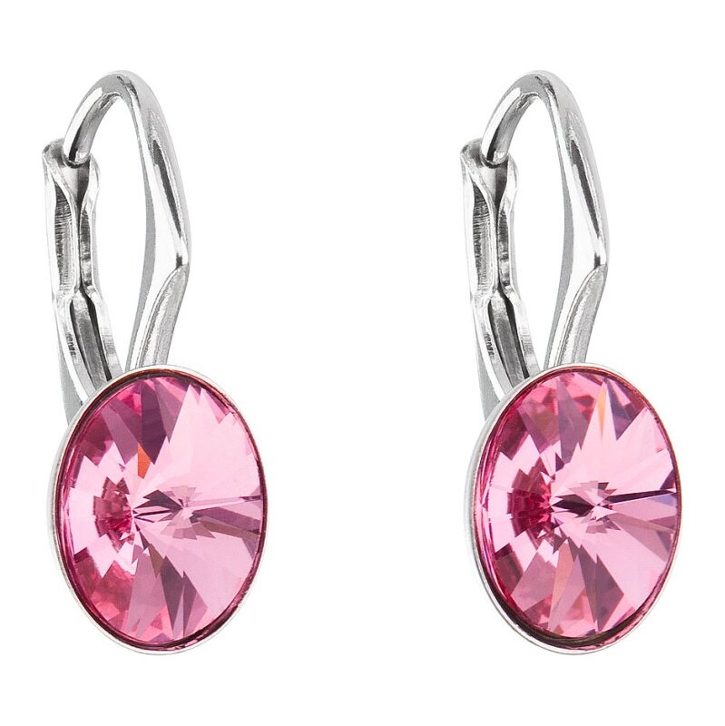 Evolution Group Ružové oválne náušnice s kryštálmi Swarovski 31276.3 66585315