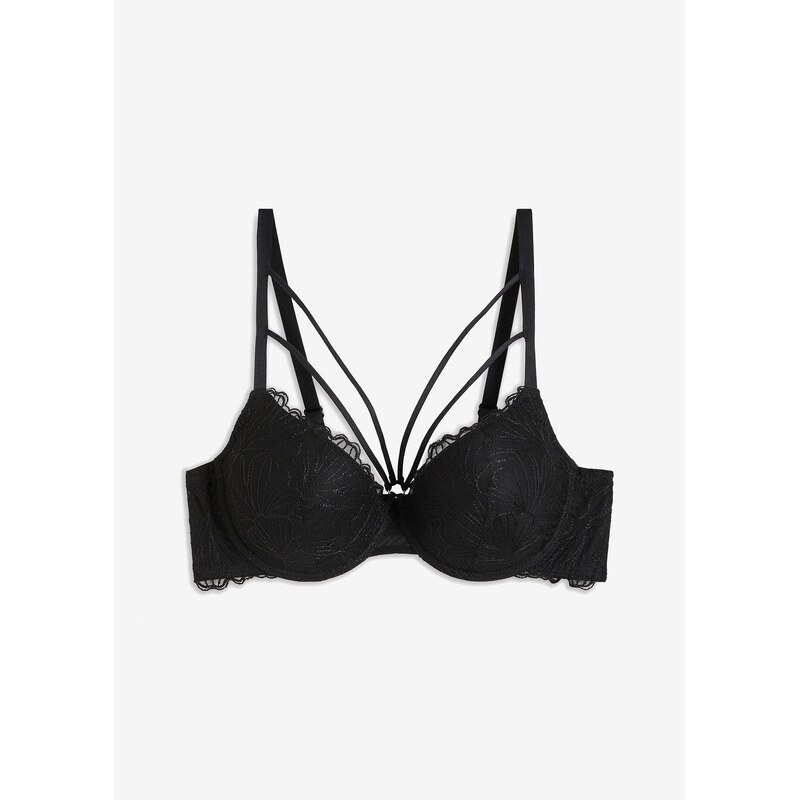 bonprix Push-up podprsenka s kosticami, farba čierna 65805784