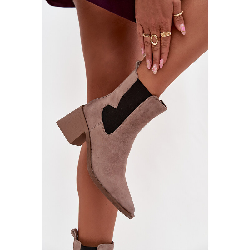 Kožené semišové dámske členkové topánky na podpätku s podšívkou 65927773