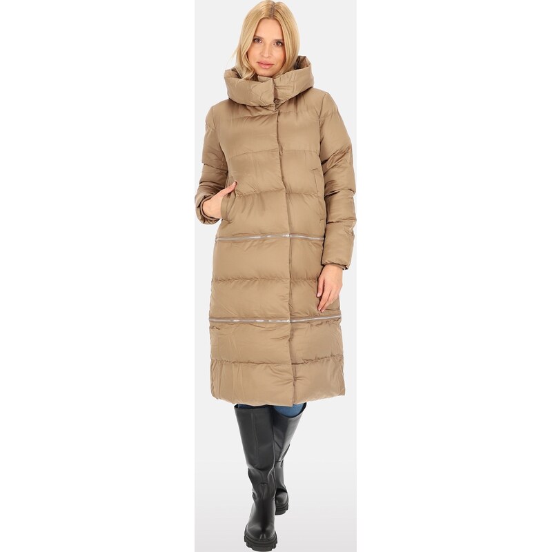 Perso Béžová dámska zimná bunda s nastaviteľnou dĺžkou BLH 220031 F - 65787808