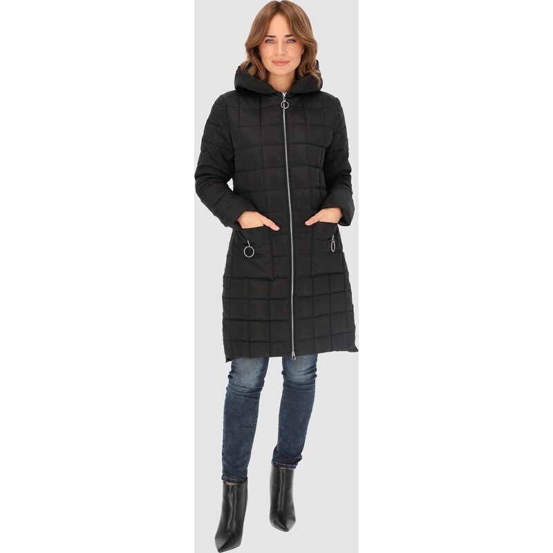 Perso Čierna dámska zateplená prešívaná bunda s kapucňou BLH 230015 F 65787793