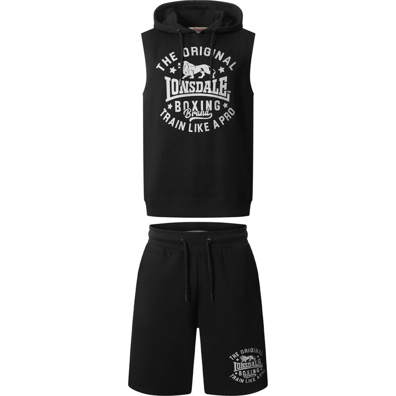 LONSDALE Joggingová súprava Shotley čierna / biela 65795287