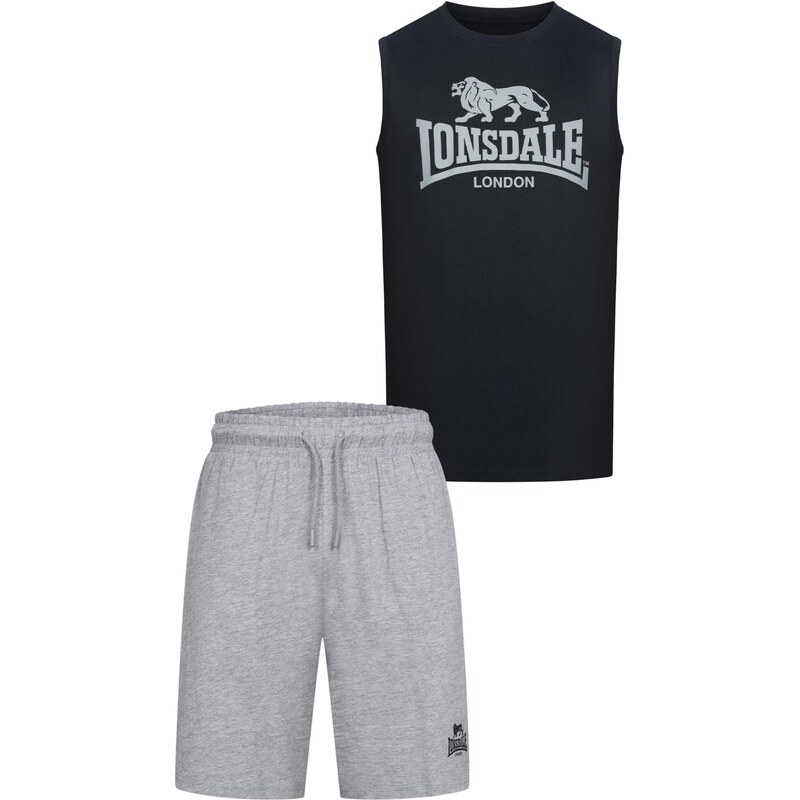 LONSDALE Tréningový komplet Claremorris sivá melírovaná / čierna 65795358