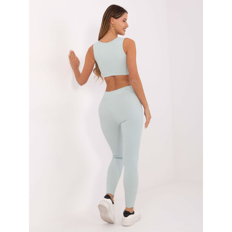 FOR FITNESS Svetlomodrá dámska rebrovaná súprava topu a legín 359-KMPL 24121727