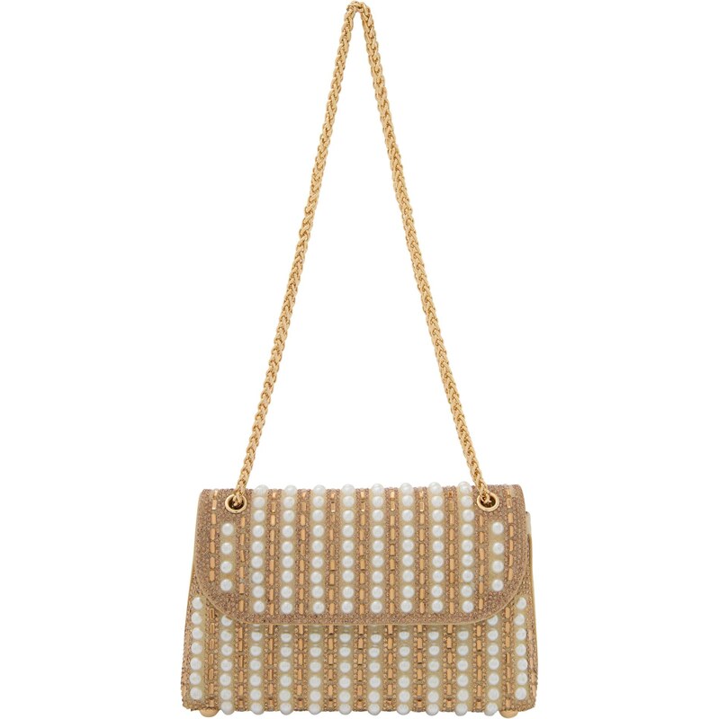 faina Kabelka na rameno béžová / zlatá / perlovo biela 66141157