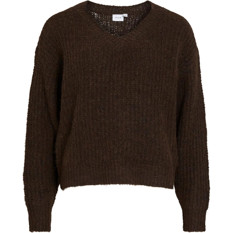 VILA Sveter VILampe tmavohnedá 65893904