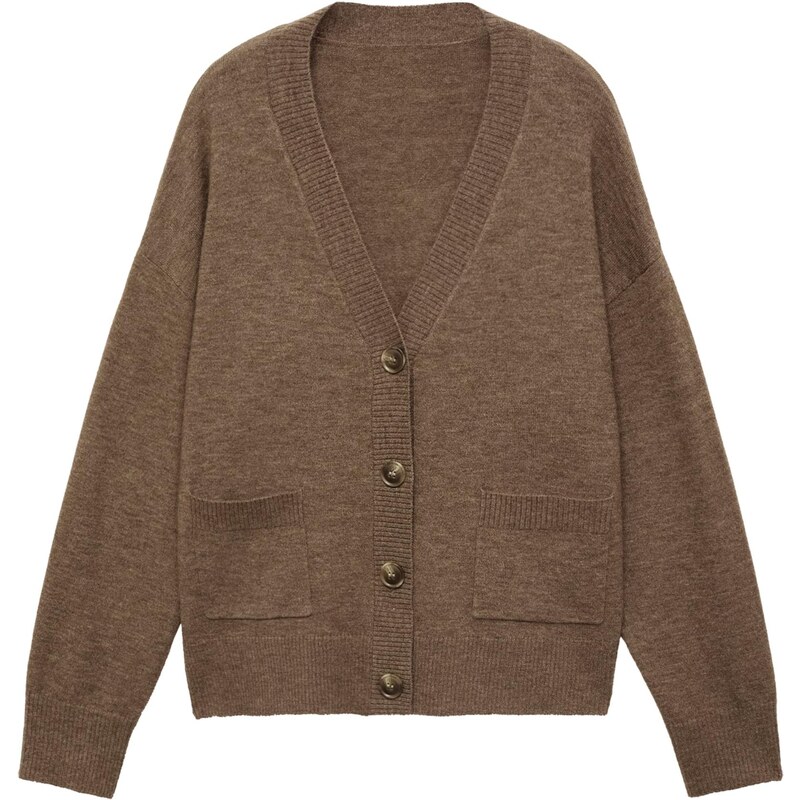 MANGO Kardigán NEKKO hnedá melírovaná 65894753