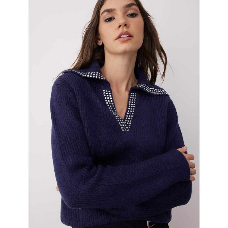 Trendyol Sveter indigo / priehľadná 65861980