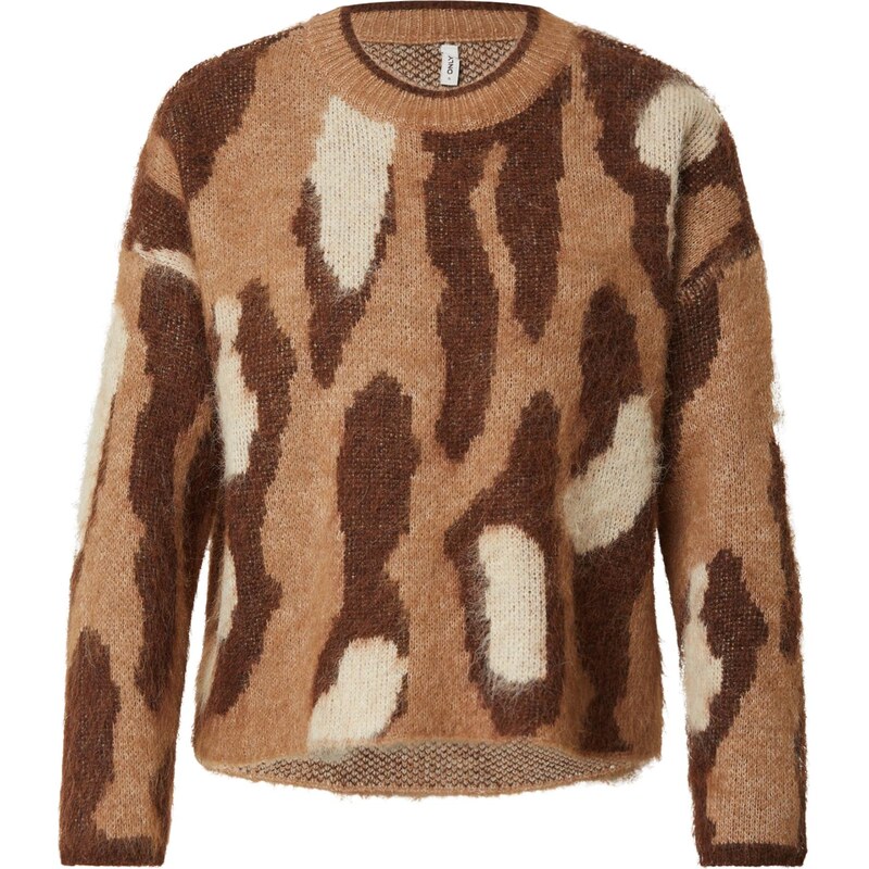 ONLY Sveter ONLEDELIE hnedá / svetlohnedá / biela 65896322