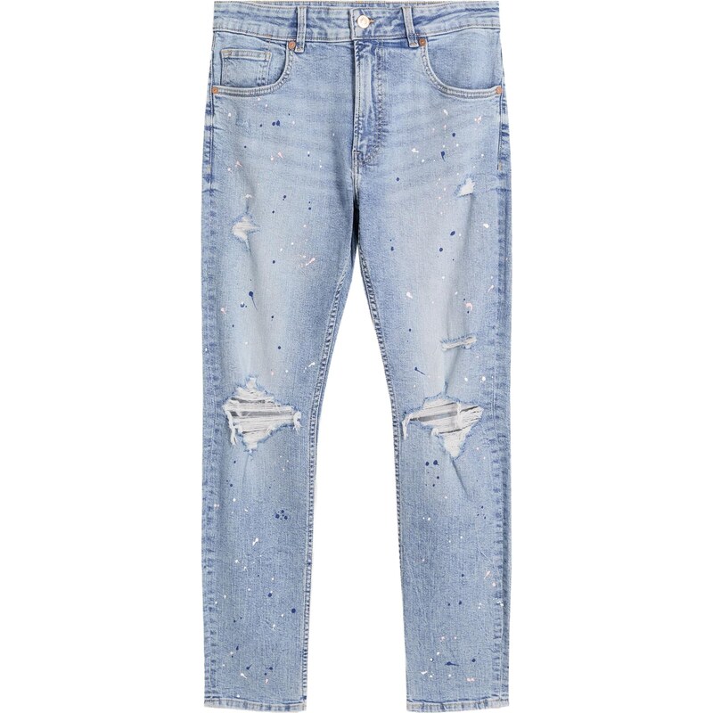 Bershka Džínsy námornícka modrá / svetlomodrá / púdrová / biela 65896390