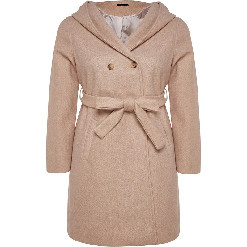 Trendyol Curve Prechodný kabát béžová 66009860