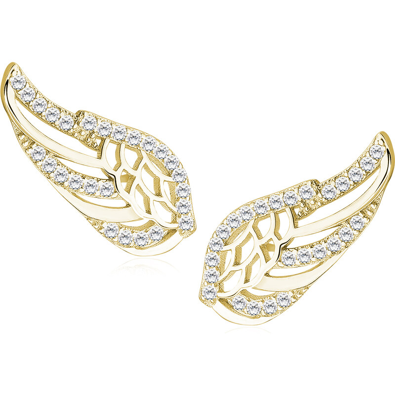 Olivie Strieborné náušnice KRÍDLO GOLD so zirkónmi 0775 14270580