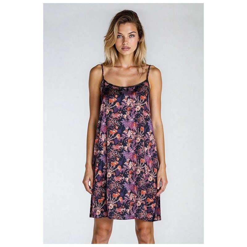 Italian Fashion Saténová košieľka Tibesti fialová kvetiny 26762955