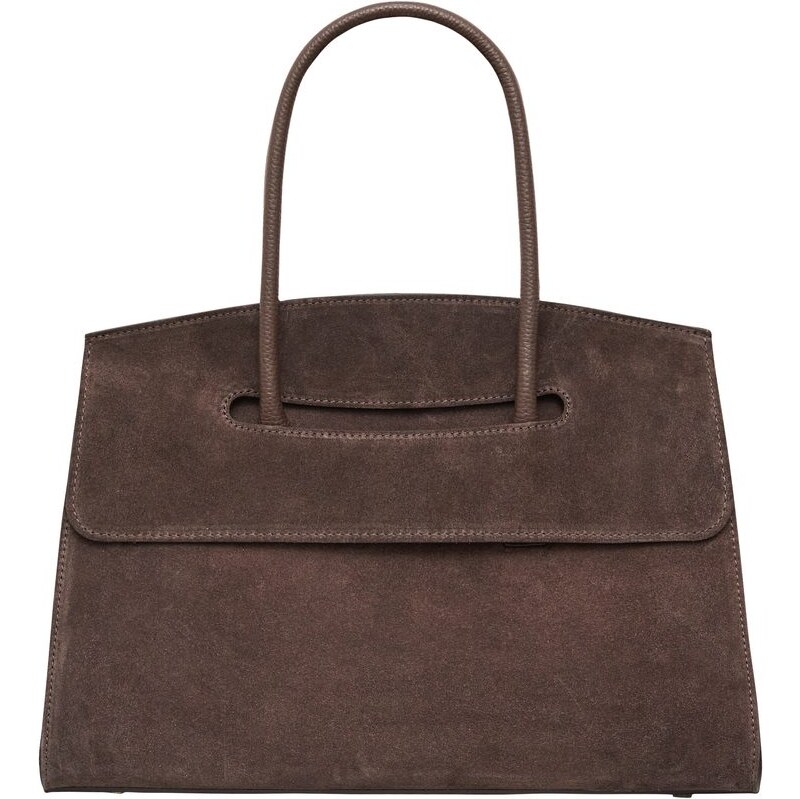 Glamorous by GLAM Tmavě hnědá kabelka z pravé kůže - semiš 65802879