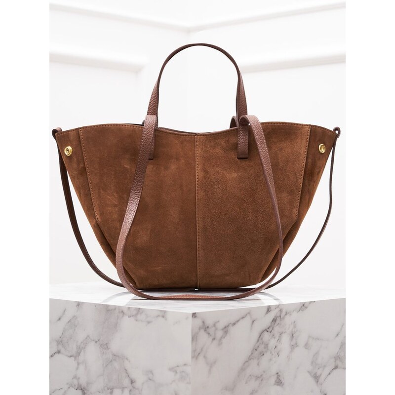 Glamorous by GLAM Dámská kabelka z broušené kůže hnědá 65802884