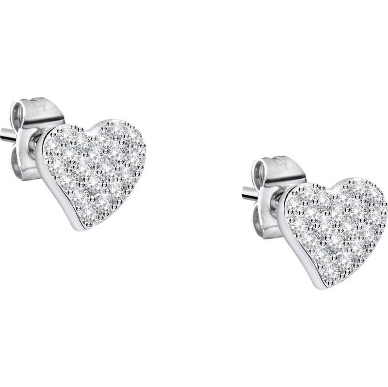 La Petite Story Oceľové náušnice Srdiečka s kryštálmi Silver 66590202
