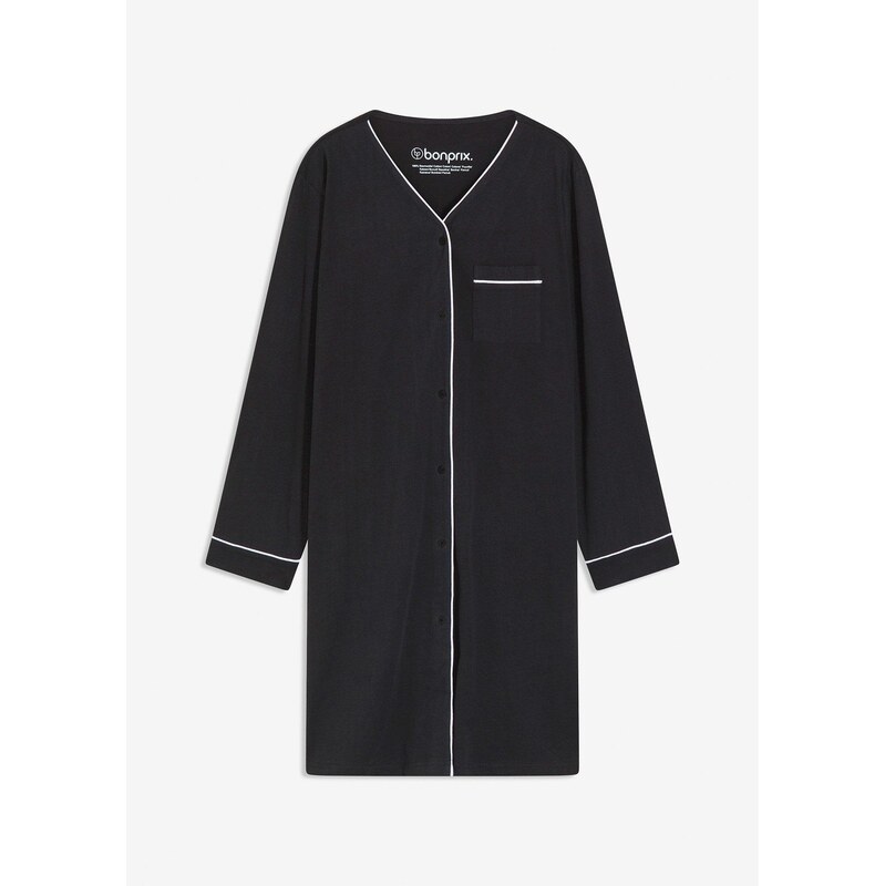 bonprix Nočné šaty z čistej bavlny, farba čierna 65805791