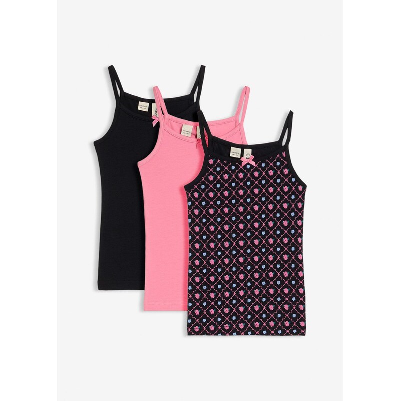 bonprix Top s mäkkou bio bavlnou (3 ks v balení), farba ružová 65805831