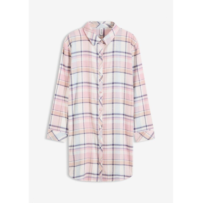 bonprix Tkaná nočná košeľa z flanelu s gombíkovou légou, farba modrá 65805833