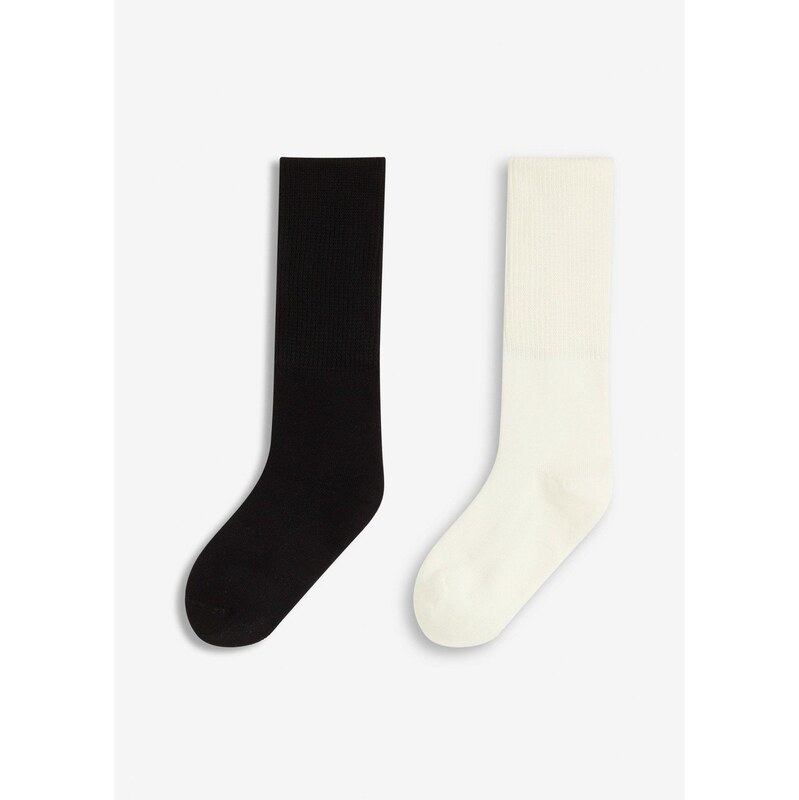 bonprix Mäkké ponožky so širokým lemom (2 ks v balení), farba biela 65805887