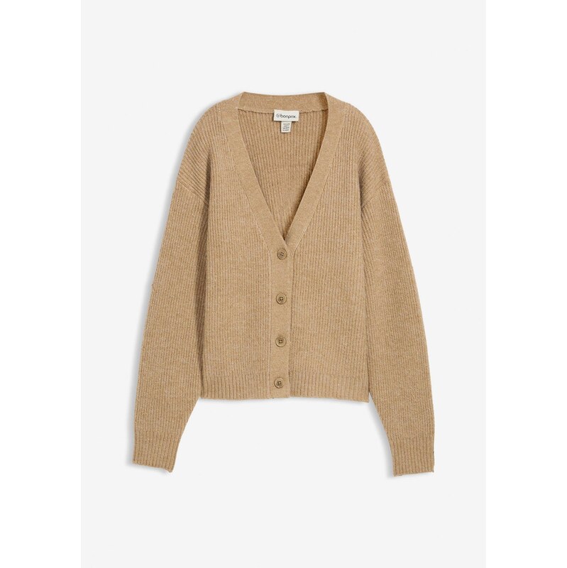 bonprix Vrúbkovaný kardigan, farba béžová 65805942