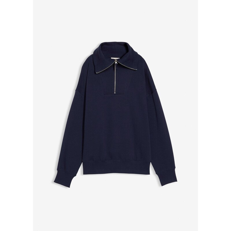 bonprix Mikina z mäkkého bavlneného mixu, farba modrá 65805962