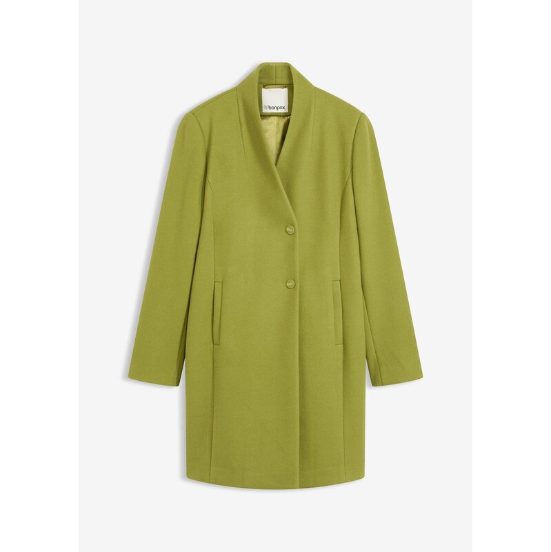 bonprix Krátky kabát vo vlnenom vzhľade, farba zelená 65806083