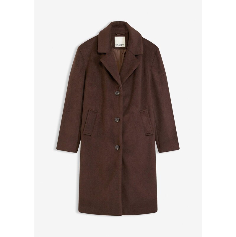bonprix Krátky kabát vo vlnenom vzhľade, farba hnedá 65806085