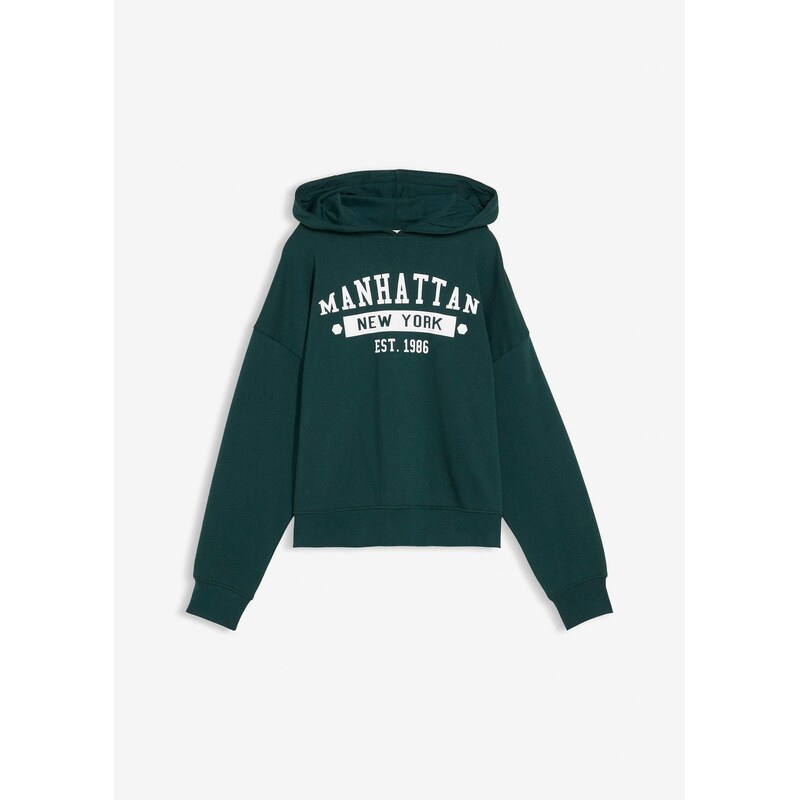 bonprix Mikina s kapucňou z čistej bavlny, farba zelená 65806095