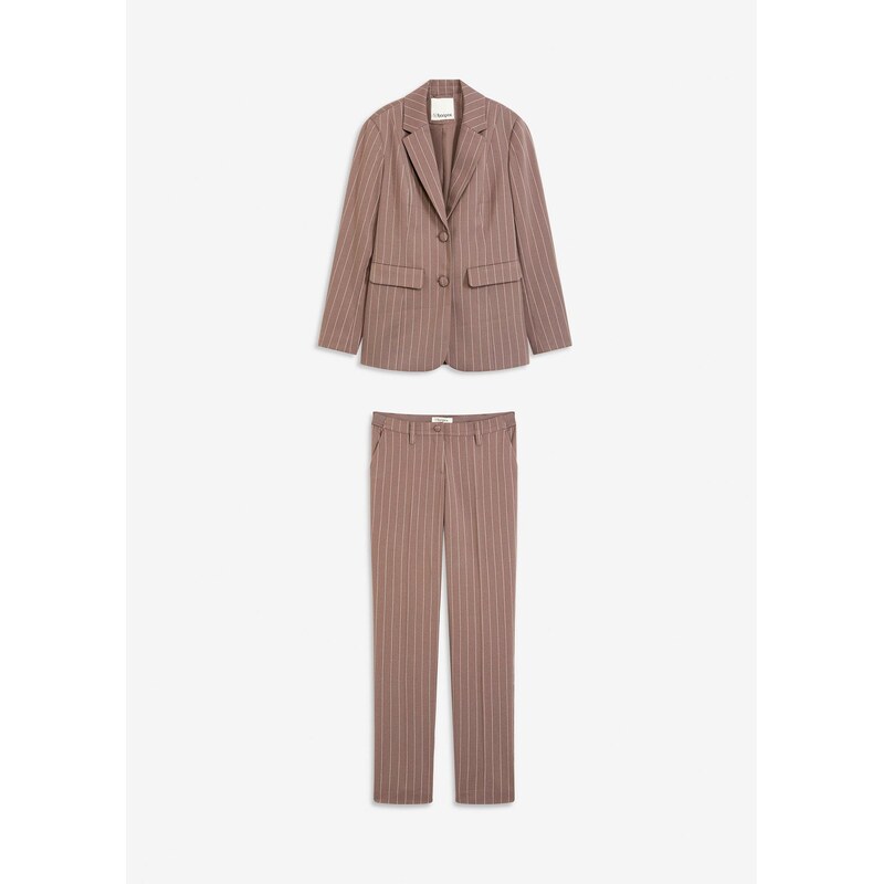 bonprix Nohavicový oblek, 2-dielny, farba hnedá 65806113
