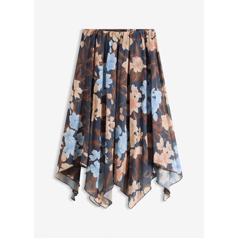 bonprix Midi sukňa s asymetrickým lemom, farba modrá 65806172