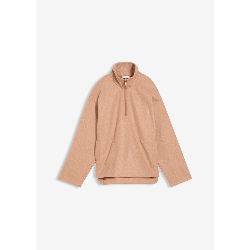 bonprix Oversize pulóver vo vlnenom vzhľade, farba hnedá 66022517