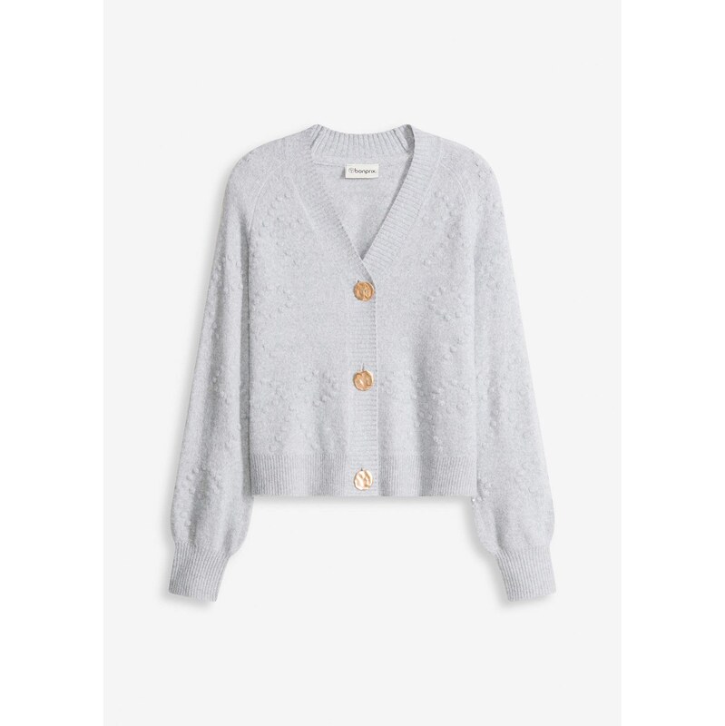 bonprix Štruktúrovaný pletený sveter, farba šedá 65806295