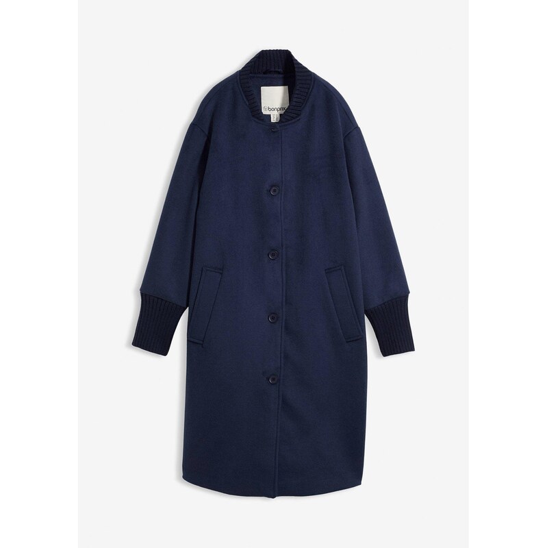 bonprix Vlnený kabát, farba modrá 65806293