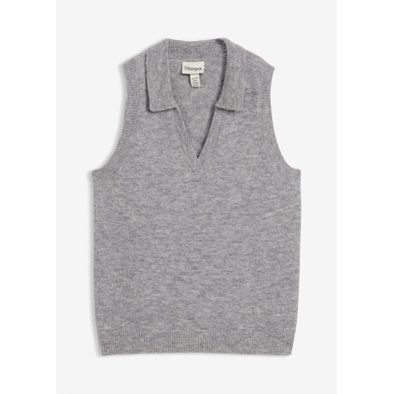bonprix Pletená vesta vlnou alpaka, farba šedá 65806311