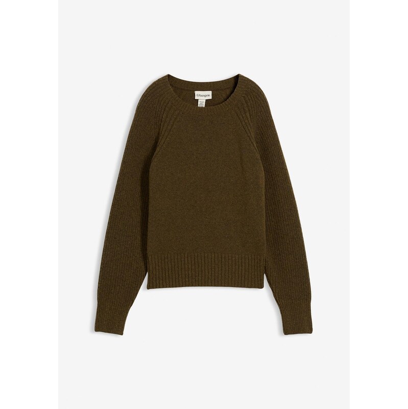 bonprix Vlnený pulóver, farba zelená 65806316