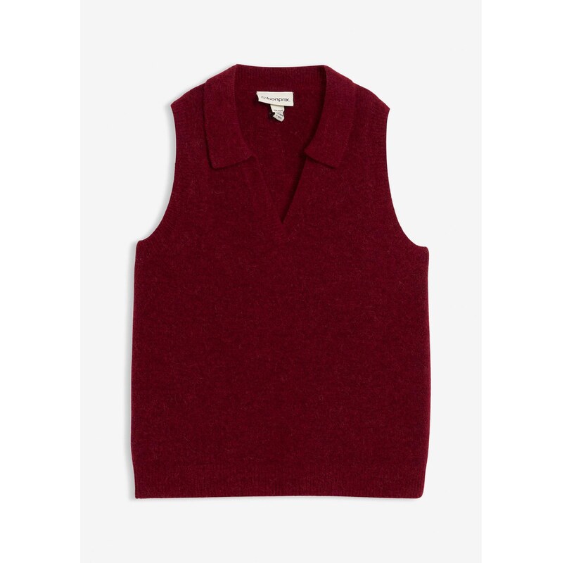 bonprix Pletená vesta vlnou alpaka, farba červená 65806312